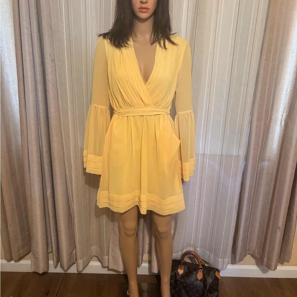 Yellow Pleated Dress with Pockets!